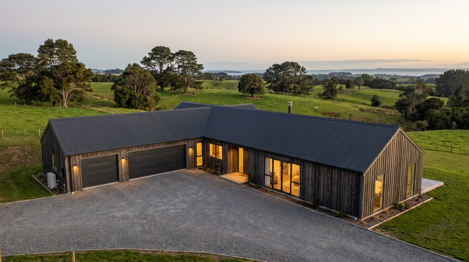 Kauri 260 on its lifestyle block at dusk